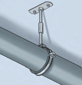 Крепление трубы к потолку