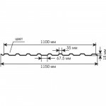 Профнастил СП-20 оцинкованный ТУ 0,4 мм 1150х3000 мм, шт