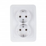 Розетка для скрытой проводки, двойная, с заземлением, белая, шт Розетка для скрытой проводки, двойная, с заземлением, белая, шт