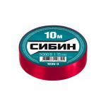 Изолента Сибин ПВХ красная, 15 мм, 10 м, шт