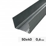 Профиль направляющий ПН 50х40х3000 мм оцинкованный 0,6 мм рифленый, шт Профиль направляющий ПН 50х40х3000 мм оцинкованный 0,6 мм рифленый, шт