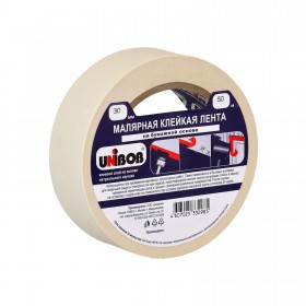 Лента малярная Unibob крепированная бумажная, 30 мм, 50 м, шт