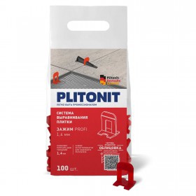 Система выравнивания плитки Plitonit profi СВП зажим 1,4 мм 100 шт, упак