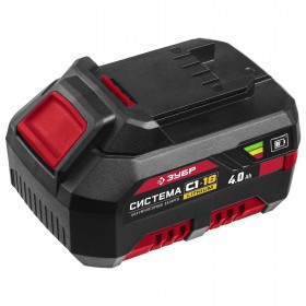 Аккумуляторная батарея ЗУБР 18В, Li-Ion, 4Ач, тип С1 АКБ-С1-18-4