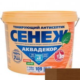 Антисептик тонирующий Сенеж Аквадекор с УФ фильтром и воском орех 9 кг, шт