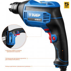 Дрель безударная Зубр Профессионал 550 Вт ЗД-П550 ЭР