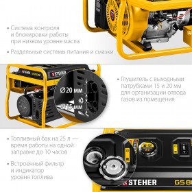 Генератор бензиновый Steher c электростартером 7000 Вт GS-8000E
