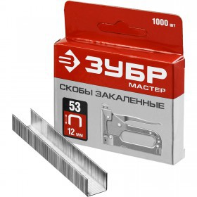 Скобы тип 53, 12мм, 1000 шт. ЗУБР, упак