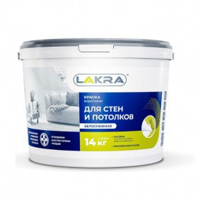 Краска Лакра Для стен и потолков белоснежная 14 кг, шт