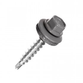 Саморез кровельный сверло 4,8х29 мм металл-дерево RAL 7004 серый, 250 шт/упак