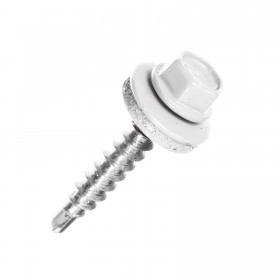 Саморез кровельный сверло 4,8х29 мм металл-дерево RAL 9003 сигнальный белый, 250 шт/упак