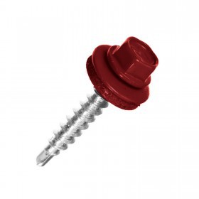 Саморез кровельный сверло 4,8х35 мм металл-дерево RAL 3005 винно-красный, 250 шт/упак