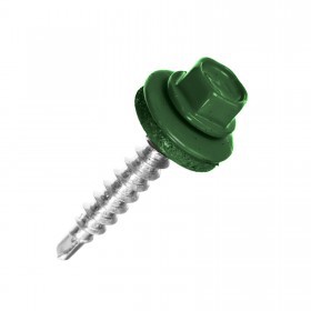 Саморез кровельный сверло 4,8х51 мм металл-дерево RAL 6005 зеленый мох, 150 шт/упак