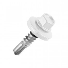 Саморез кровельный сверло 5,5х19 мм металл-металл RAL 9003 сигнальный белый, 250 шт/упак