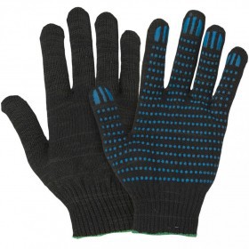 Перчатки х/б с ПВХ Точка, 5 нитей, черные, пара