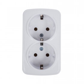Розетка для открытой проводки, двойная, 16А, с заземлением, белая, шт