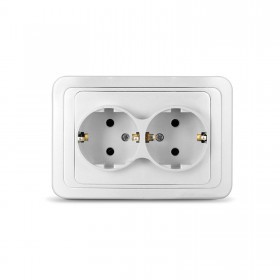 Розетка для скрытой проводки, двойная, с заземлением, белая, шт
