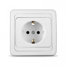 Розетка для скрытой проводки, одинарная, с заземлением, белая, шт