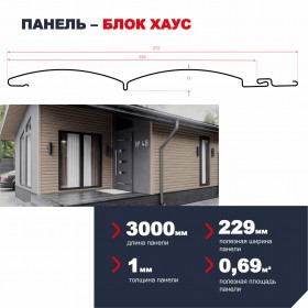 Сайдинг ТехноНиколь Фактур Блок-Хаус Береза 0,229х3 м, 10 шт/упак