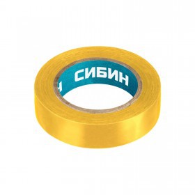 Изолента Сибин ПВХ желтая, 15 мм, 10 м, шт