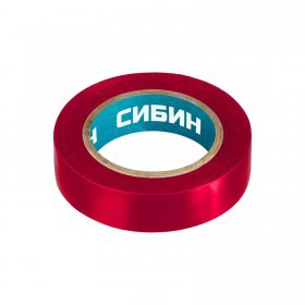 Изолента Сибин ПВХ красная, 15 мм, 10 м, шт