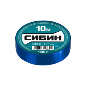 Изолента Сибин ПВХ синяя, 15 мм, 10 м, шт