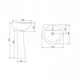 Раковина Santeri Соната с переливом, без пьедестала, шт