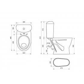 Унитаз-компакт Santeri Версия белый, с арматурой и сиденьем, косой выпуск, шт