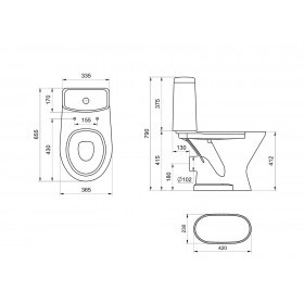 Унитаз-компакт Santeri Грация белый, с двухрежимной арматурой и сиденьем, горизонталный выпуск, шт