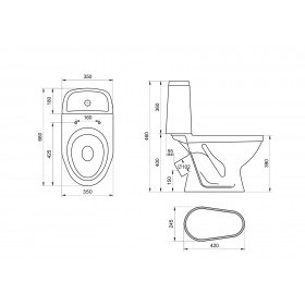 Унитаз-компакт Santeri Прайм белый, с арматурой и сиденьем, косой выпуск, шт