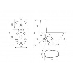 Унитаз-компакт Santeri Соната белый, с арматурой и сиденьем, косой выпуск, шт