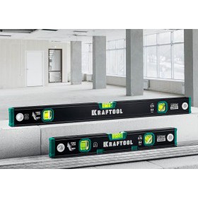 Уровень строительный Kraftool 60 см, 3 ампулы, с зеркальным глазком, шт
