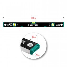 Уровень строительный Kraftool усиленный магнитный 60 см, 3 ампулы, с зеркальным глазком, шт