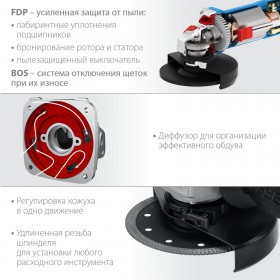 Угловая шлифовальная машина ЗУБР Профессионал 125 мм, 1100 Вт УШМ-П125-1100