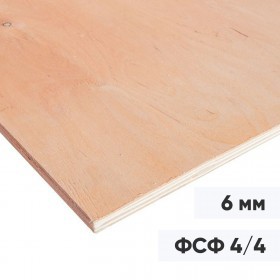 Фанера ФСФ 6 мм нешлифованная влагостойкая, сорт 4/4, береза, 2440х1220 мм, лист