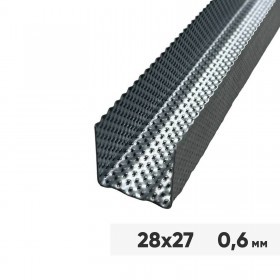 Профиль потолочный направляющий ППН 28х27х3000 мм оцинкованный 0,6 мм рифленый, шт